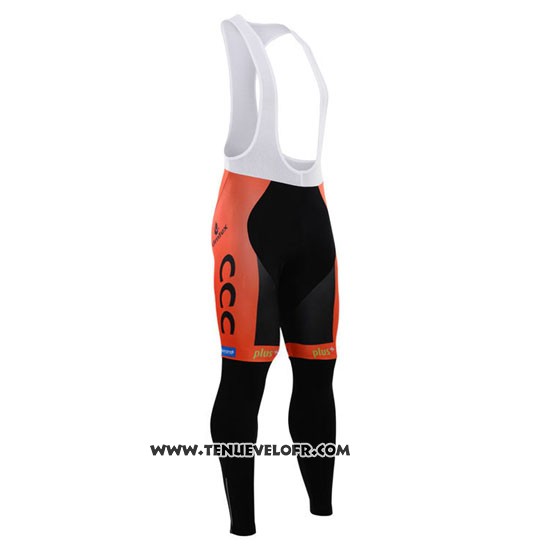 2015 Maillot Ciclismo CCC Noir et Orange Manches Longues et Cuissard